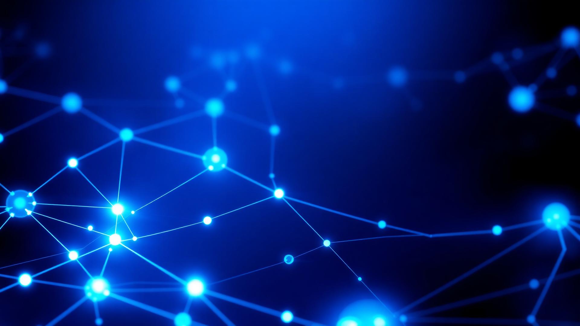 Abstract network of glowing data nodes